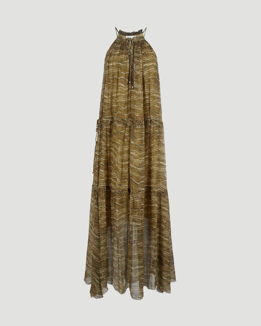 Chiffon Midi Dress in Khaki