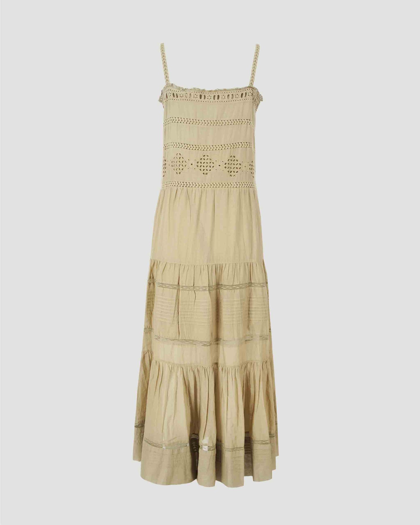 Voile Dress in Cotton in Khaki