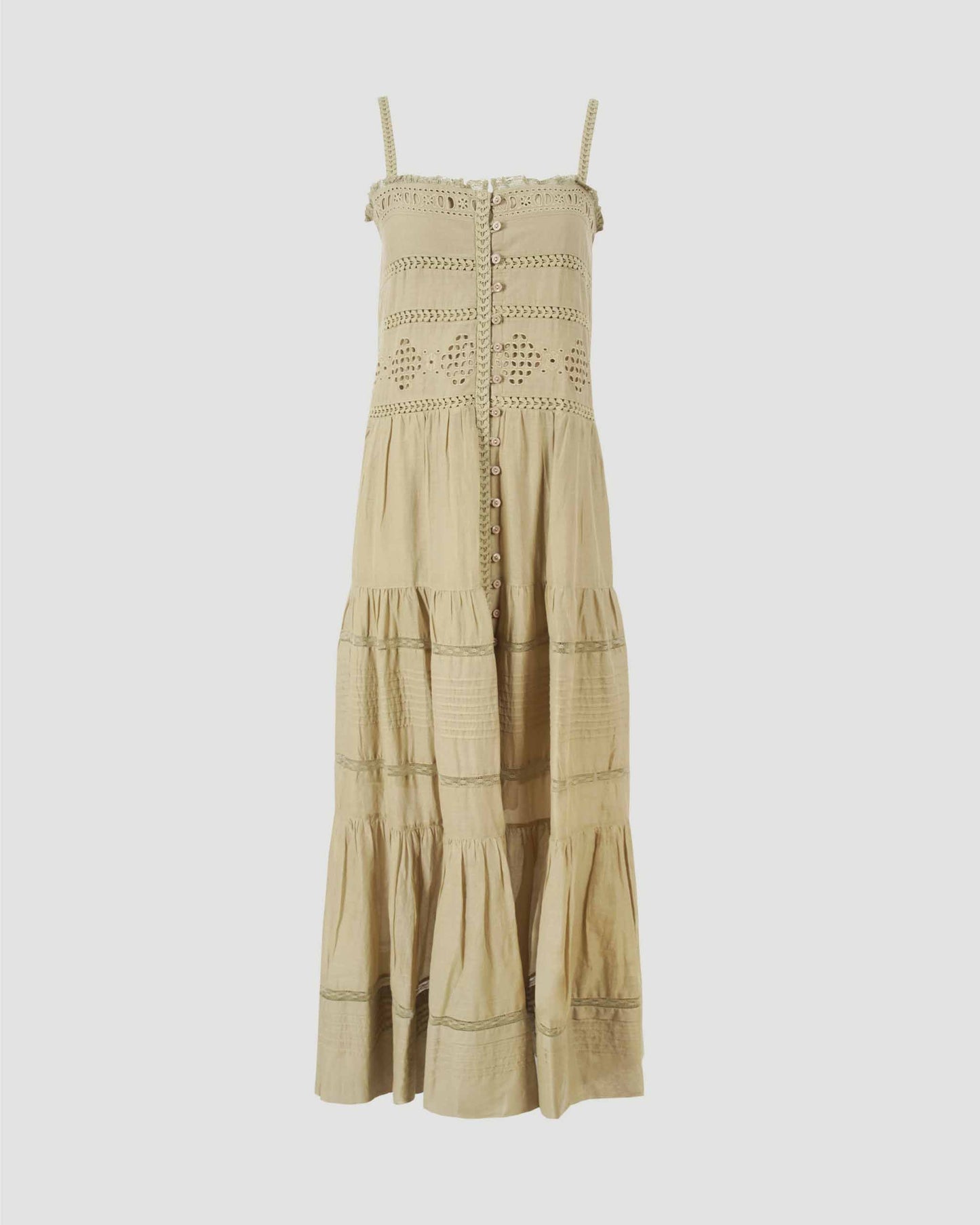 Voile Dress in Cotton in Khaki