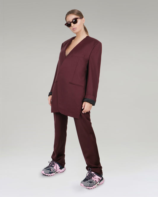 OVERSIZED BLAZER IN BORDEAUX
