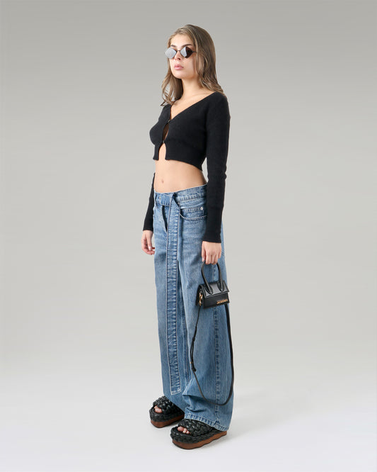 Belted raver pant in denim