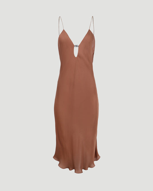 Chiffon dress in brown and black