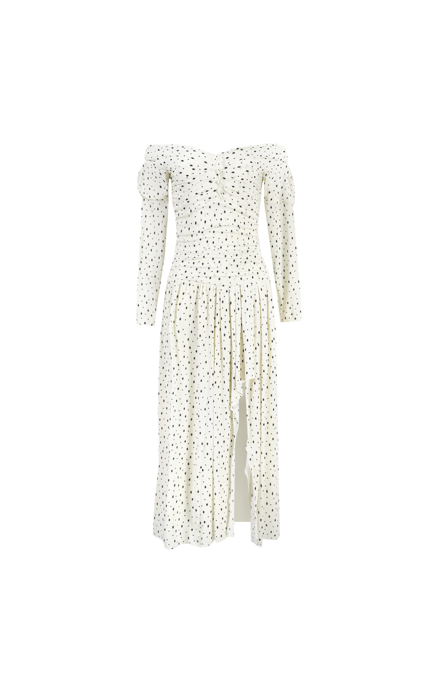 Giovana polka-dot puff-sleeve midi dress