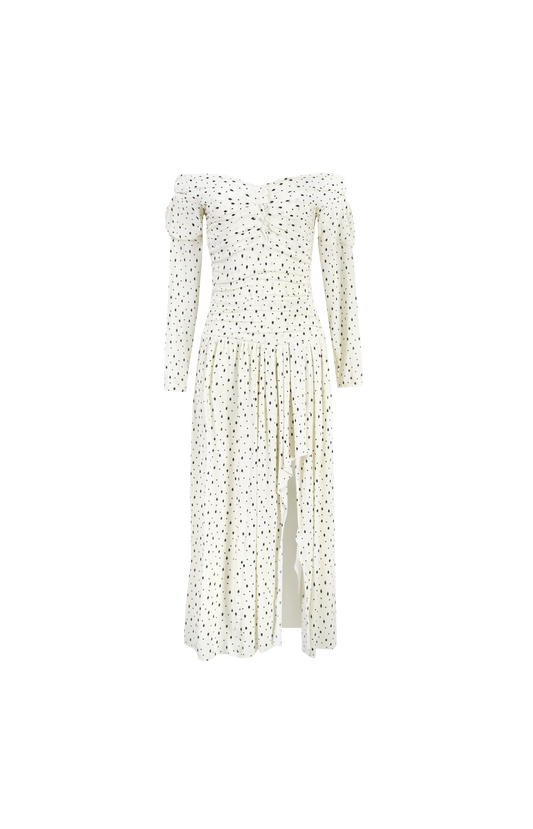 Giovana polka-dot puff-sleeve midi dress