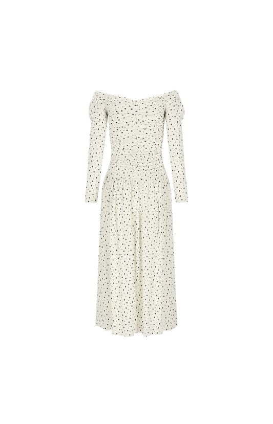 Giovana polka-dot puff-sleeve midi dress