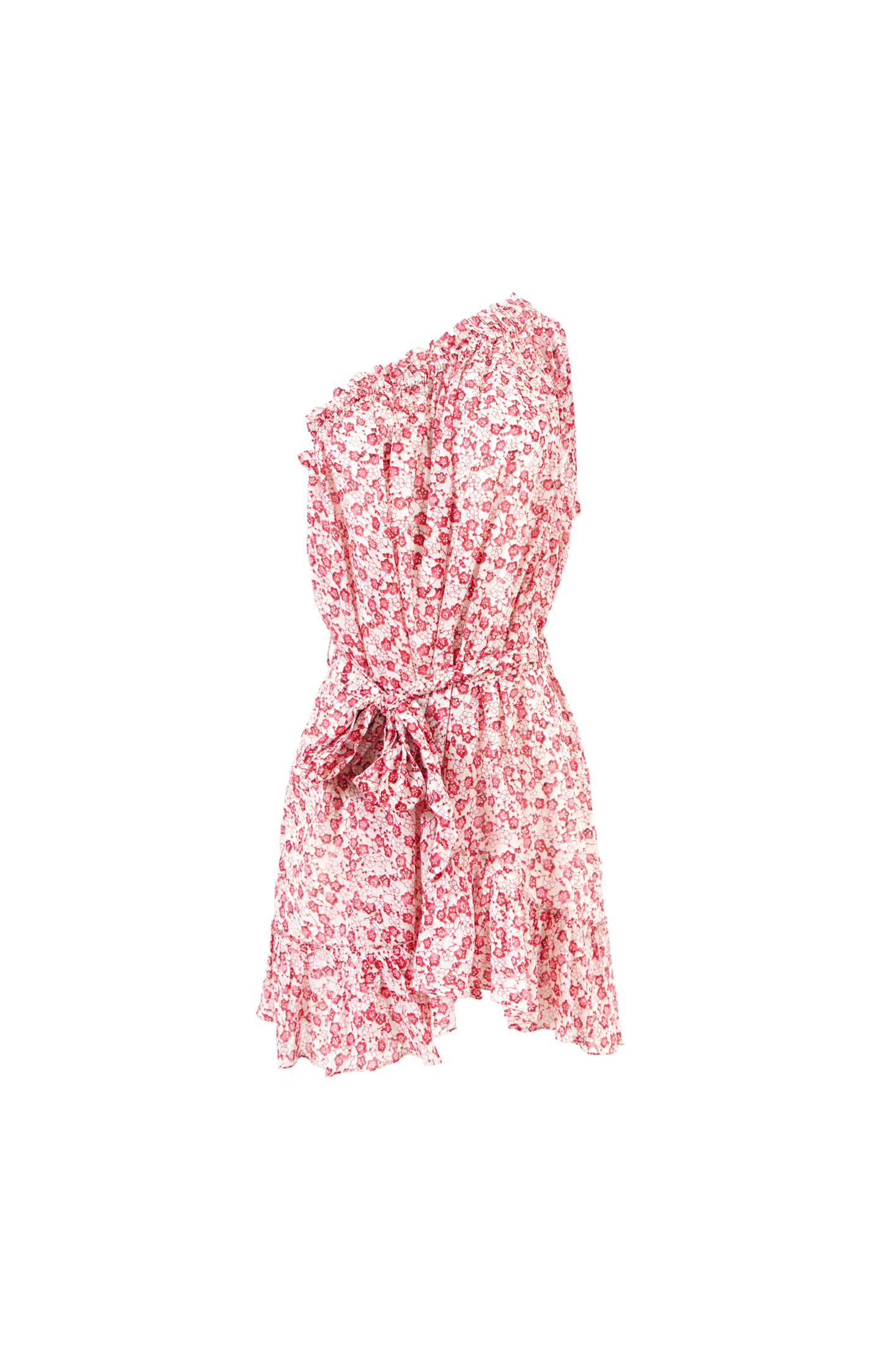 Floral One-Shoulder Tie-Waist Dress