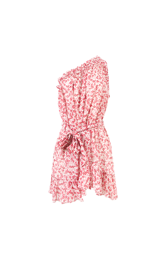 Floral One-Shoulder Tie-Waist Dress