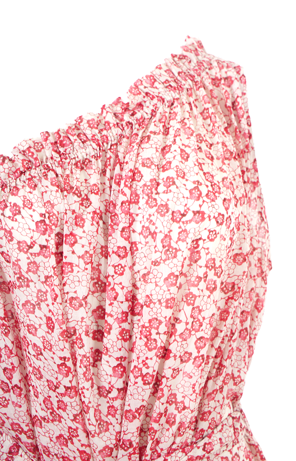 Floral One-Shoulder Tie-Waist Dress