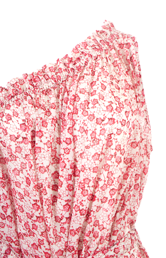 Floral One-Shoulder Tie-Waist Dress