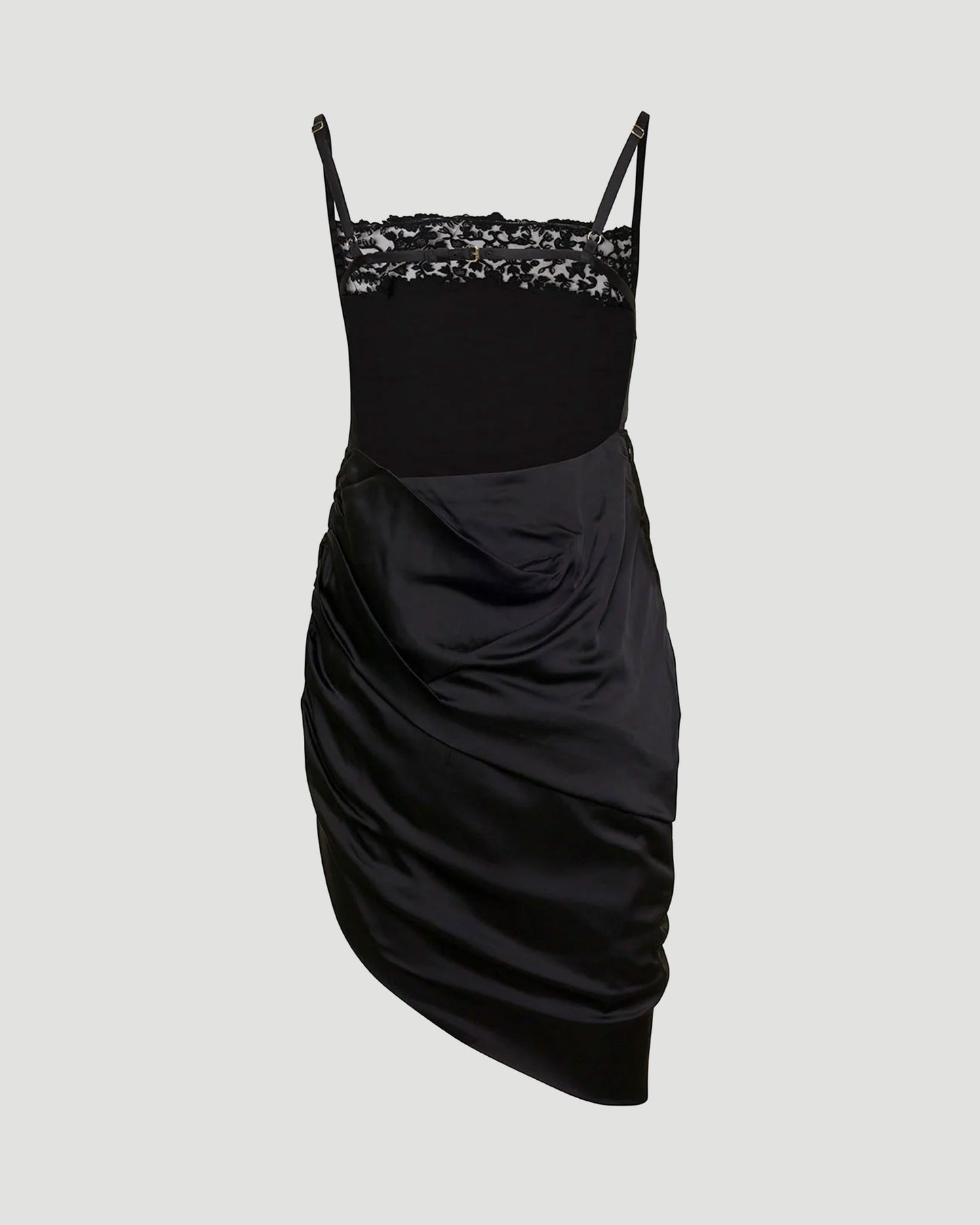 Asymmetric lingerie dress in Black