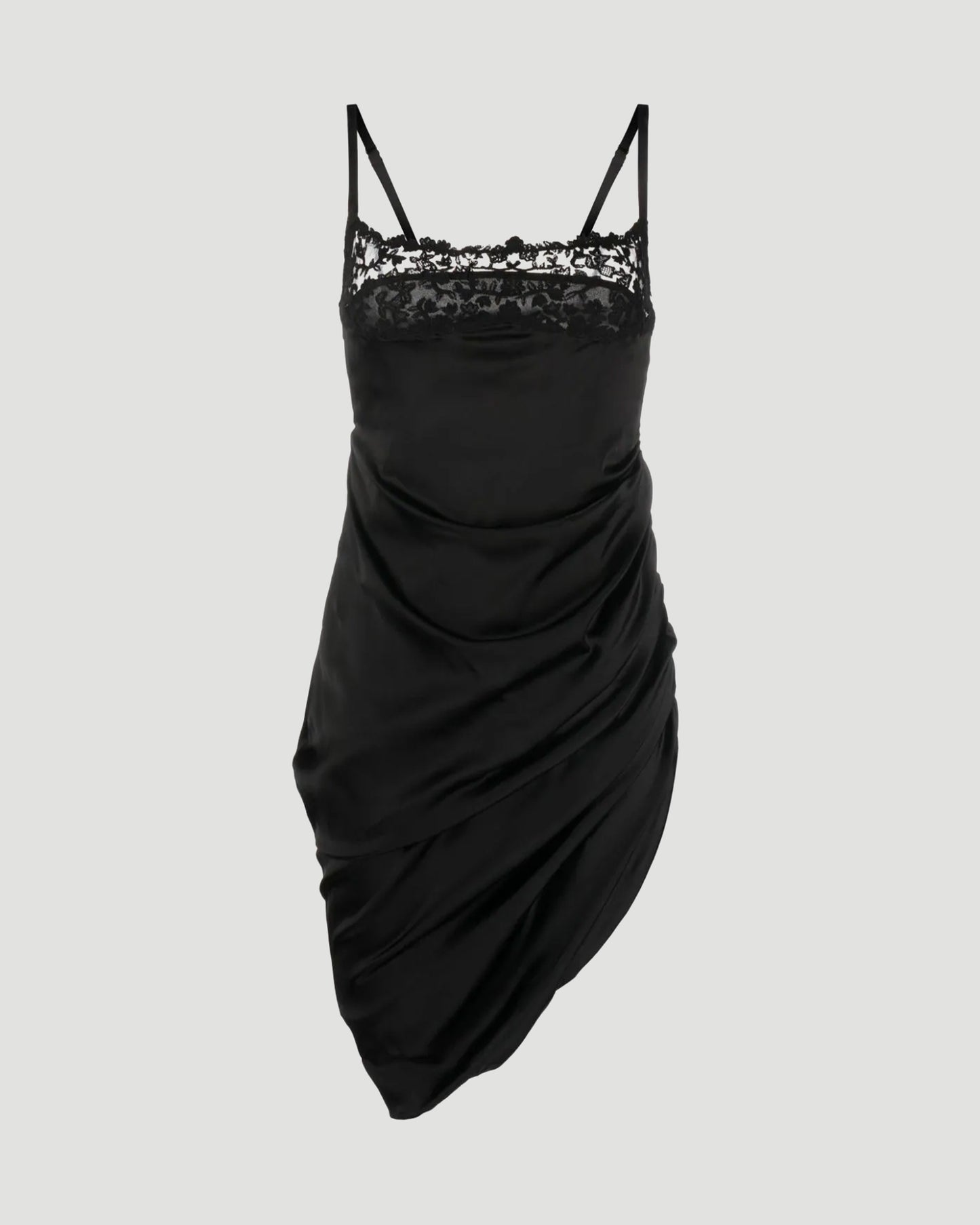 Asymmetric lingerie dress in Black