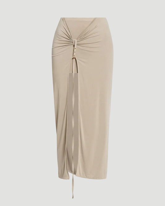 Slit sarong skirt