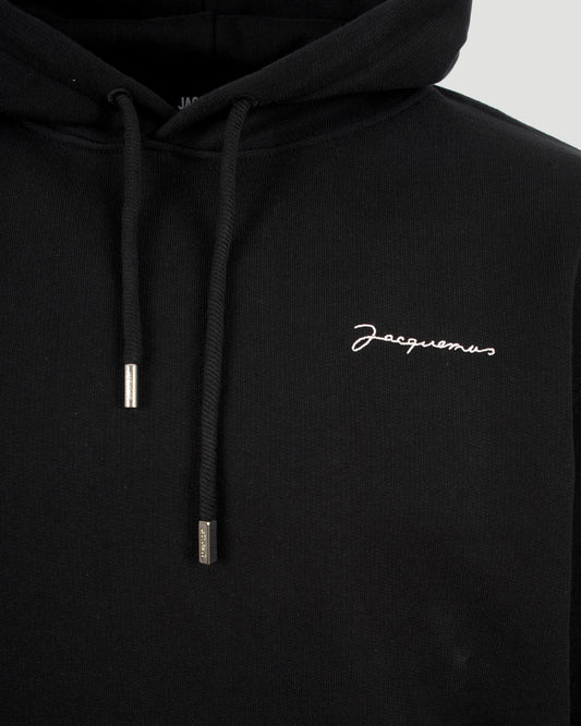 Embroidered Logo Hoodie in Black