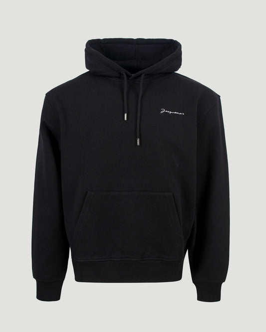 Embroidered Logo Hoodie in Black