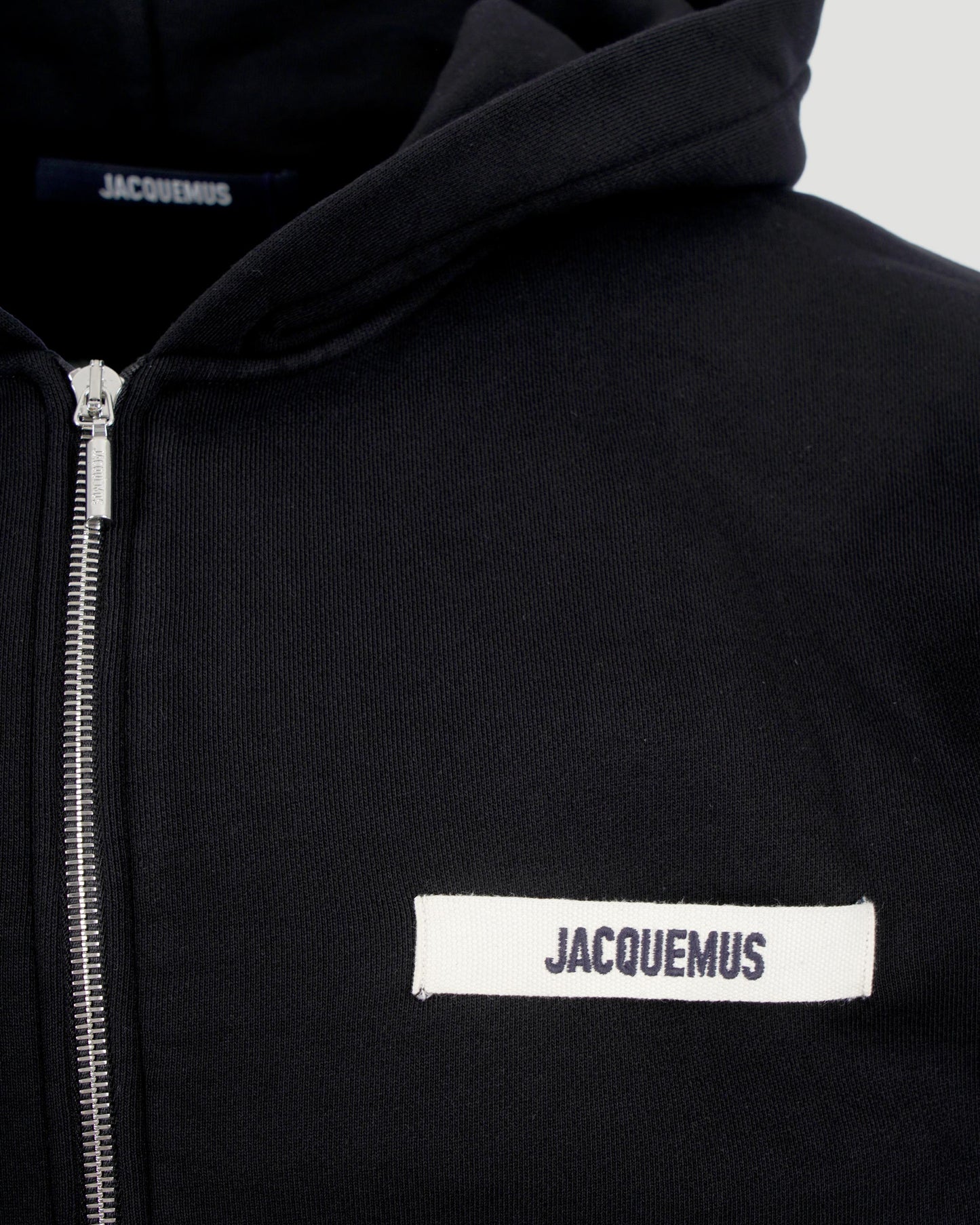 Grosgrain Logo Zip Hoodie in Black