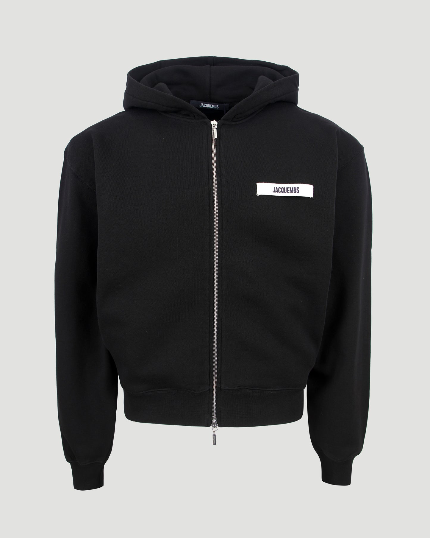 Grosgrain Logo Zip Hoodie in Black