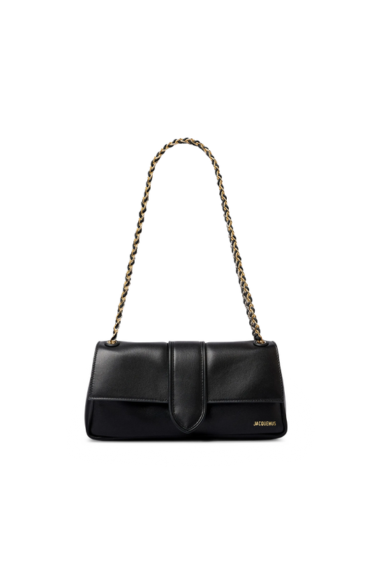Jacquemus Le Bambino Chain-Link Shoulder Bag in Black — front view
