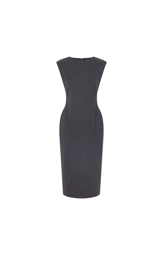 Jacquemus The Alba Midi Dress in Dark Grey — front view