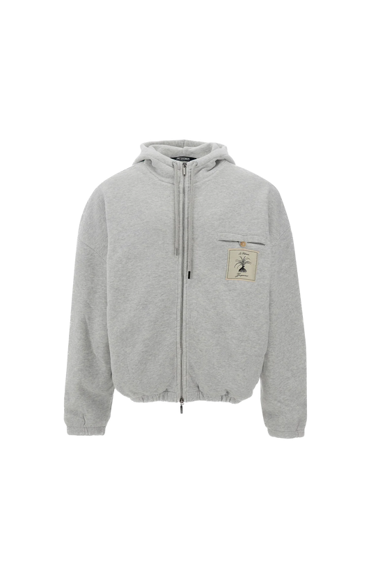 Jacquemus Men's Torneo Hoodie in Light Grey — front view
