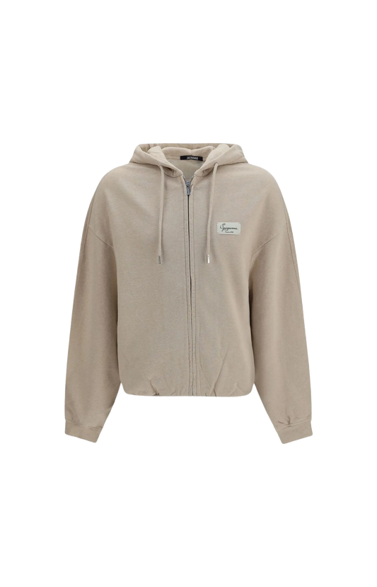 Jacquemus The Corso Zip Hoodie in Beige — front view