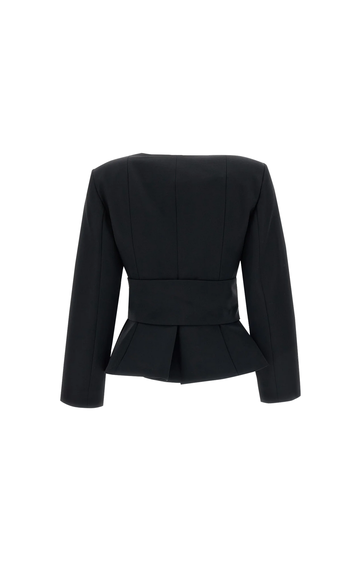 Belted Peplum Jacket in Black