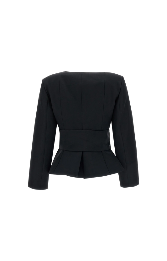 Jacquemus Belted Peplum Jacket in Black — product photo 2