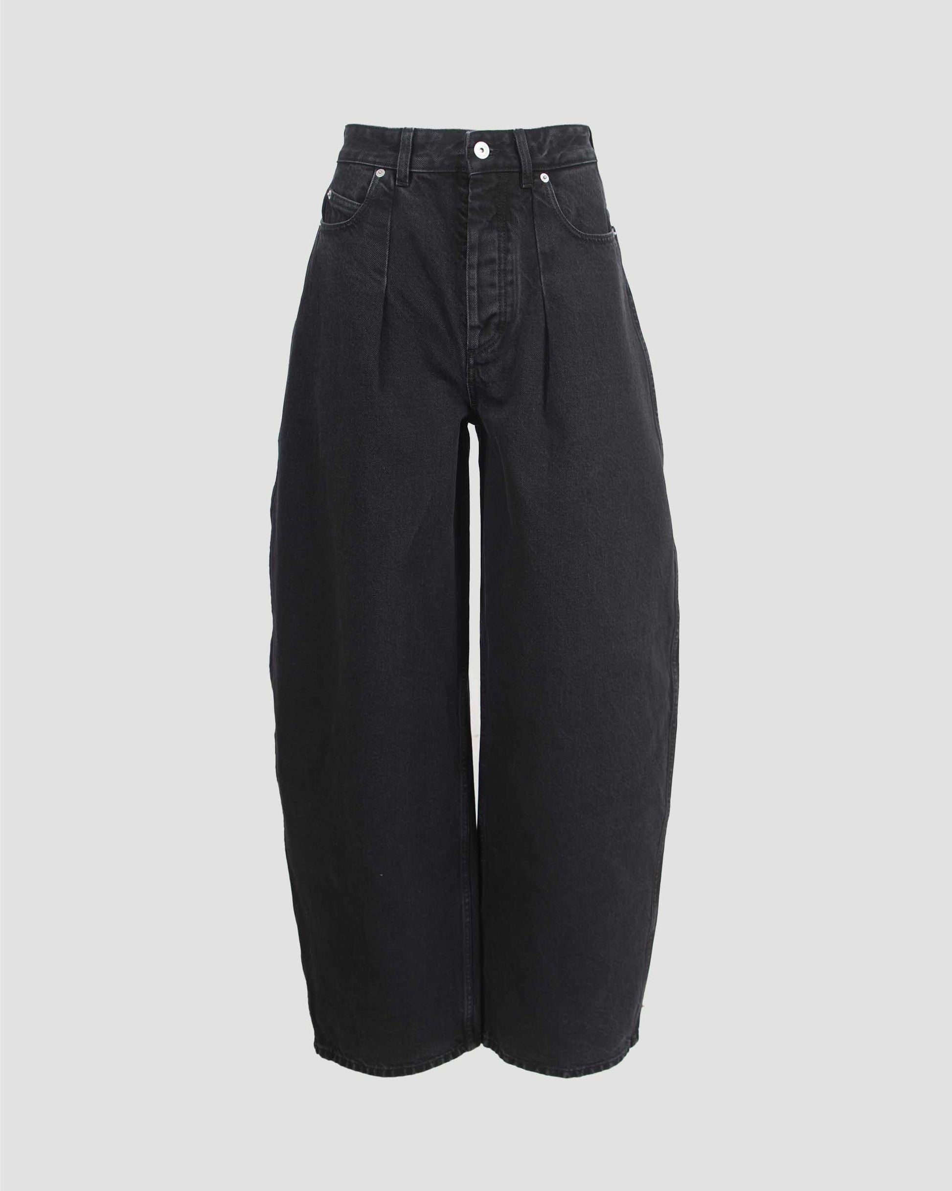 Jacquemus The Ovalo De-Nîmes Denim Pants in Black — front view