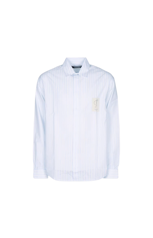 Jacquemus Striped Shirt in Blue/White — front view