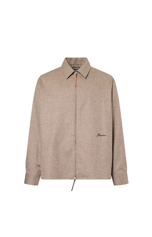 Jacquemus The Flash Shirt in Beige — front view