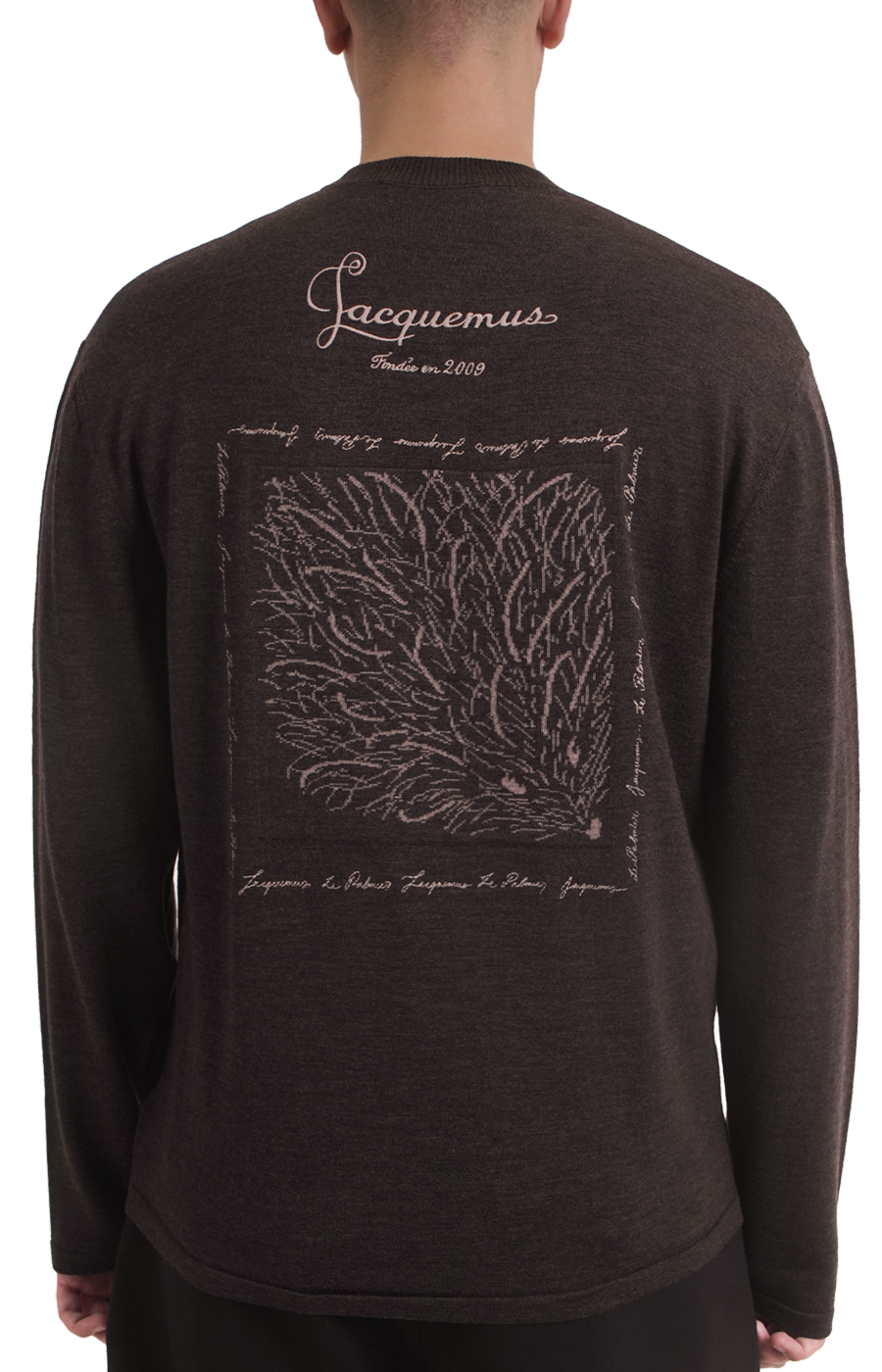 Jacquemus Herisson Embroidered Crew-Neck Sweater in Brown — product photo 2