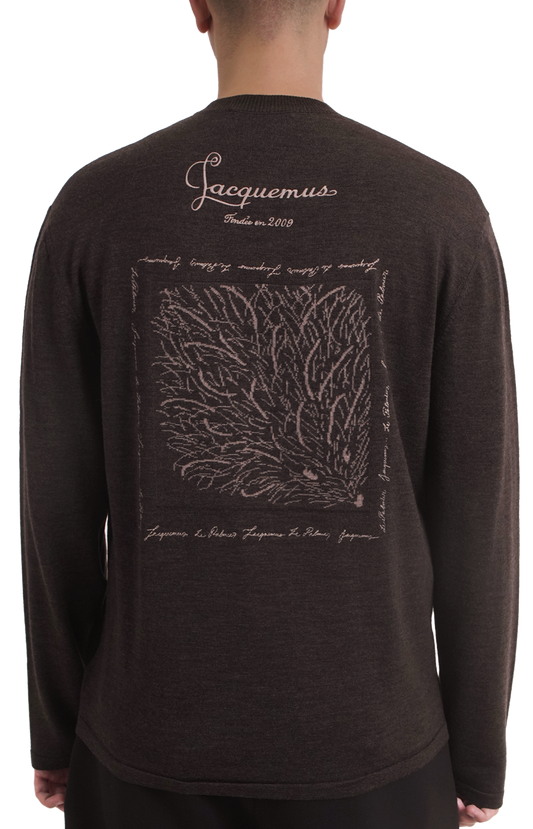 Jacquemus Herisson Embroidered Crew-Neck Sweater in Brown — product photo 2
