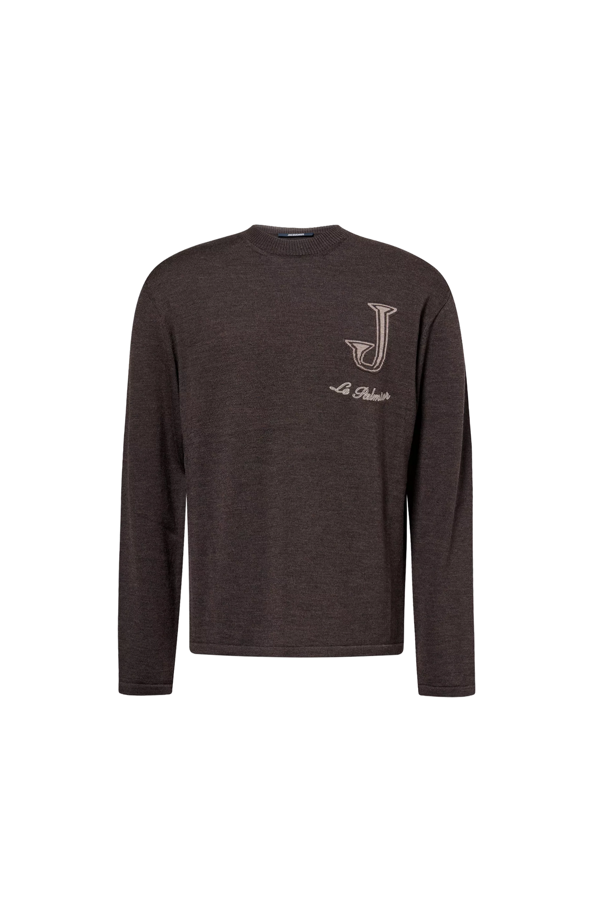 Herisson Embroidered Crew-Neck Sweater in Brown