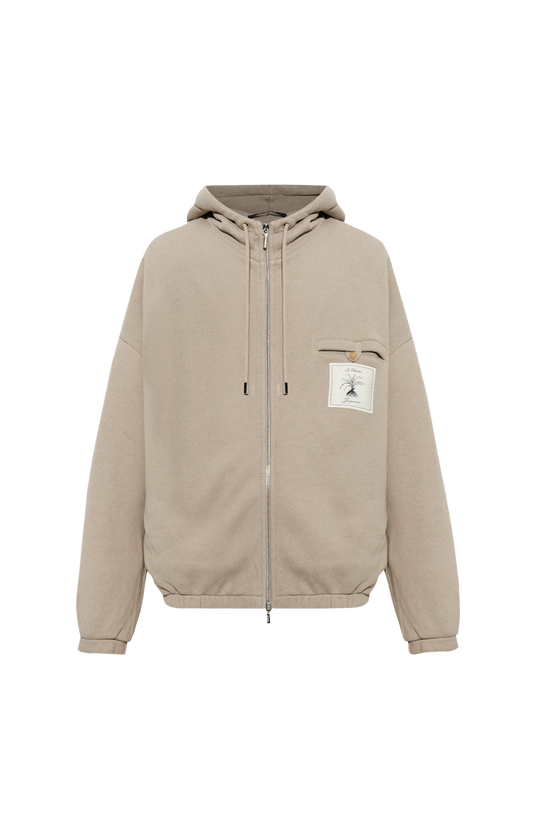 Jacquemus Men's Torneo Hoodie in Beige — front view