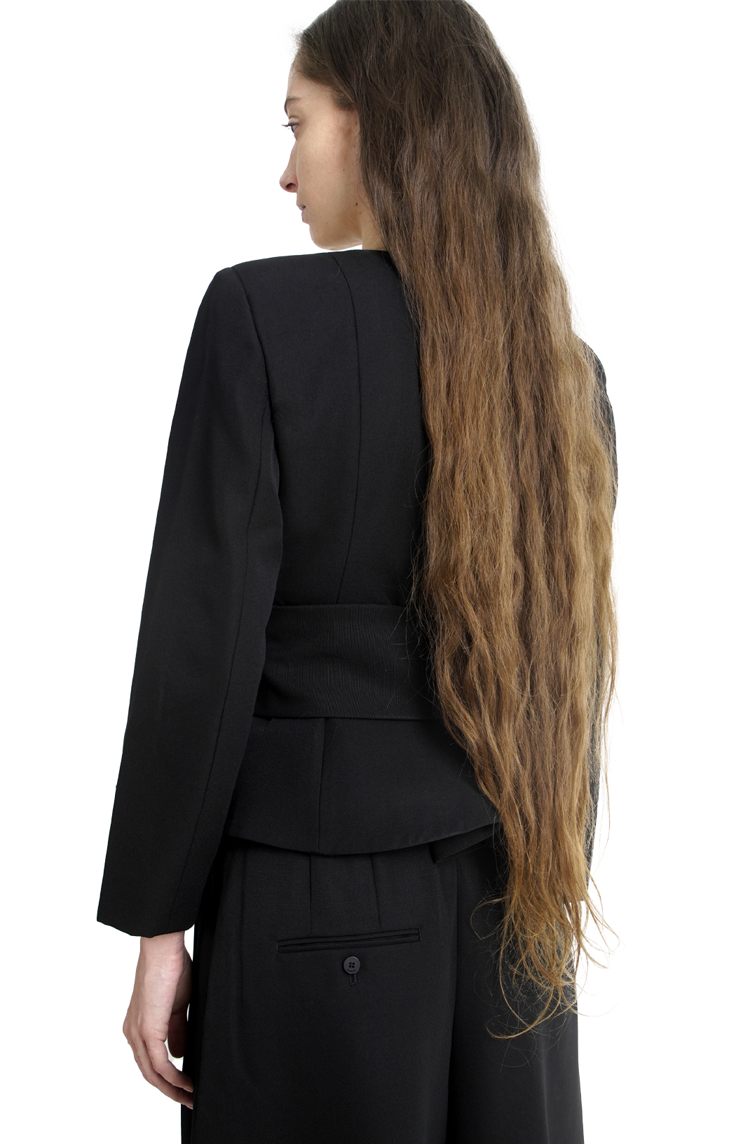 Jacquemus Belted Peplum Jacket in Black — product photo 3