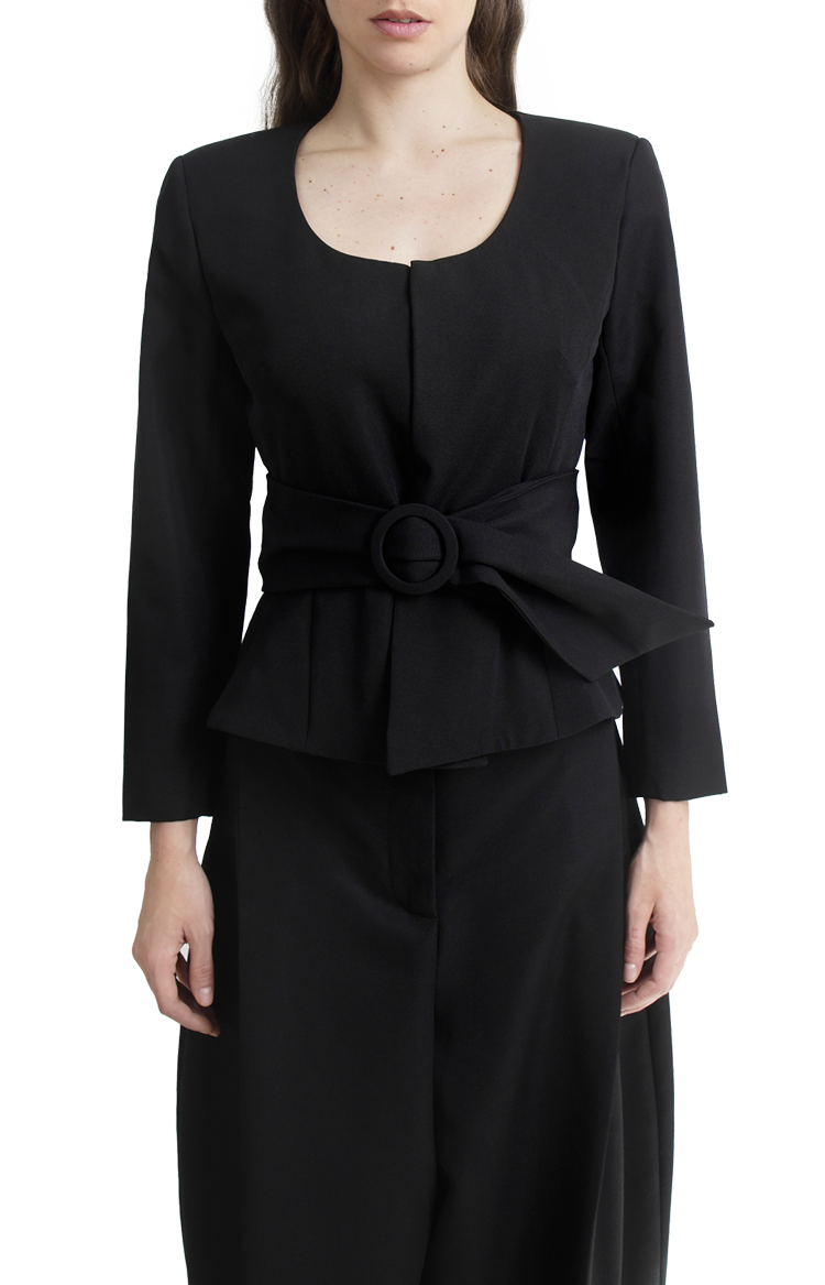Jacquemus Belted Peplum Jacket in Black — product photo 2