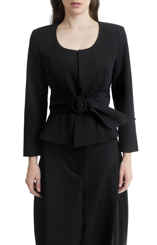 Jacquemus Belted Peplum Jacket in Black — product photo 2