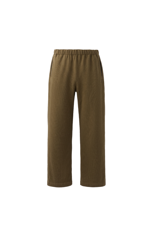 Khaki Cotton Logo Straight Sweatpants