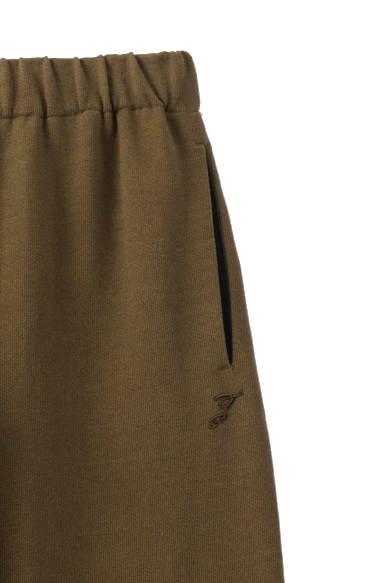 Khaki Cotton Logo Straight Sweatpants