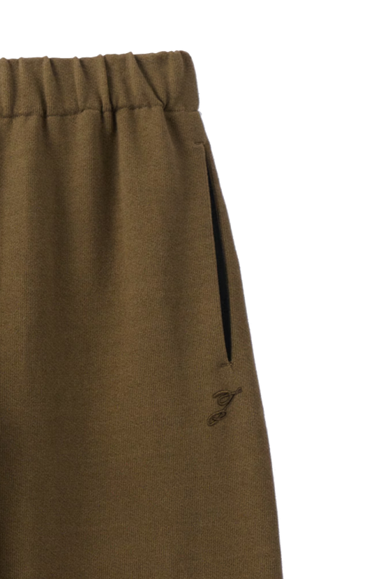 Khaki Cotton Logo Straight Sweatpants