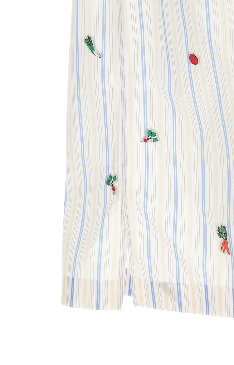 La Chemise Romarin Embroidered Striped Cotton-Poplin Shirt