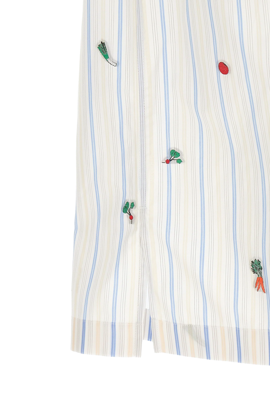 La Chemise Romarin Embroidered Striped Cotton-Poplin Shirt