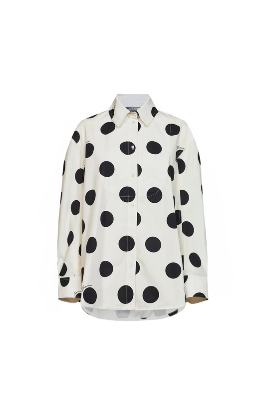 Polka Dot Oversized Shirt in White