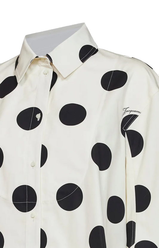 Polka Dot Oversized Shirt in White