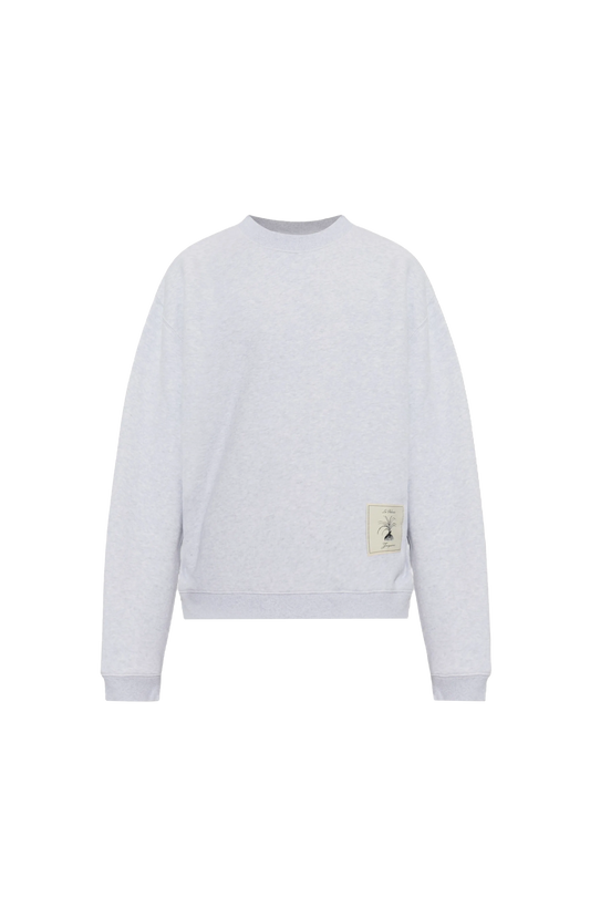 Jacquemus Logo-Patch Cotton Sweatshirt in Light Grey — front view