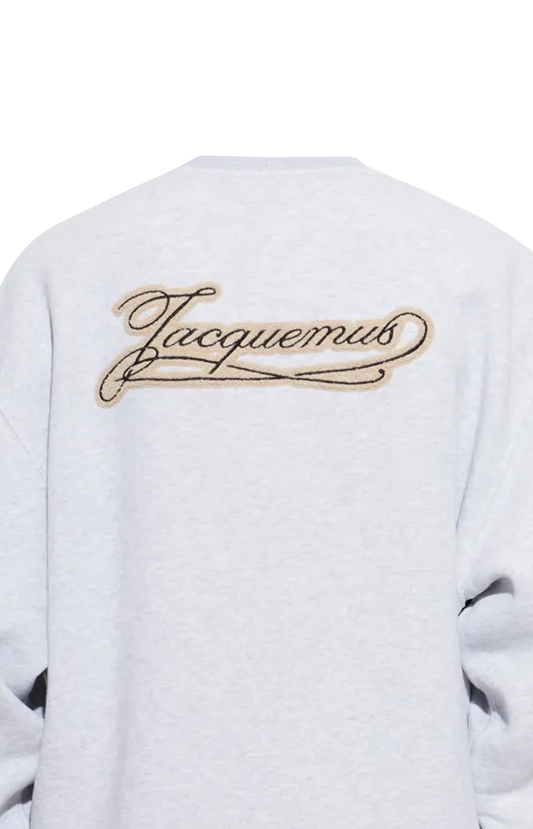 Jacquemus Logo-Patch Cotton Sweatshirt in Light Grey — product photo 2