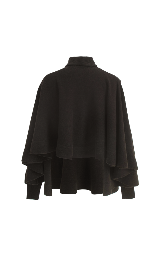 Jacquemus Draped High-Neck Knitted Sweater in Dark Brown — product photo 2