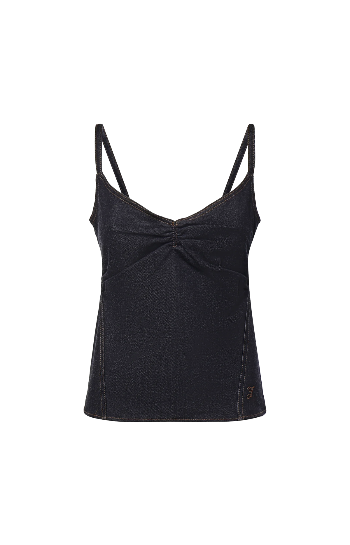 Jacquemus The de-Nîmes Pina Denim Top in Dark Navy — front view