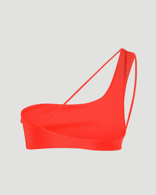 One Shoulder Bikini Top In Coral