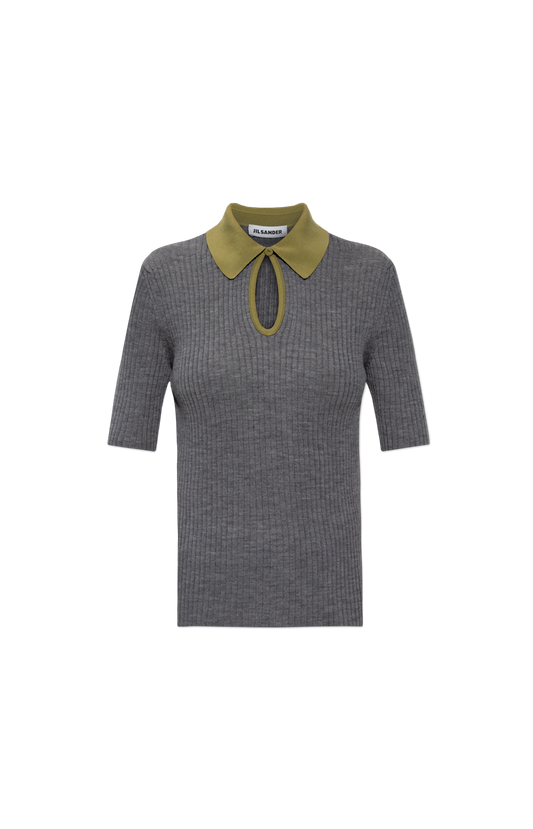 Jil Sander Grey Wool Polo