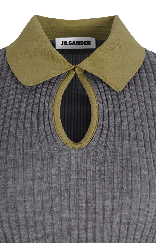 Jil Sander Grey Wool Polo